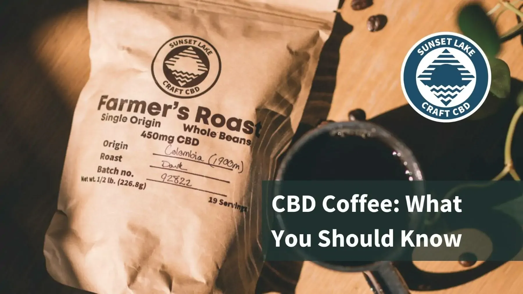 A cup of CBD Coffee. Text reads "CBD Coffee: What You Should Know"