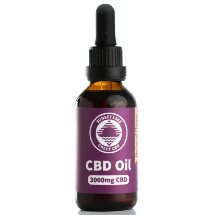 One 2oz bottle and dropper of 3000mg full spectrum CBD oil, unflavored, from Sunset Lake CBD
