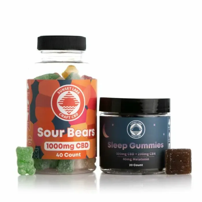 The Day N Night Gummy Bundle featuring a 40 count CBD Sour Bears and Sleep Gummies