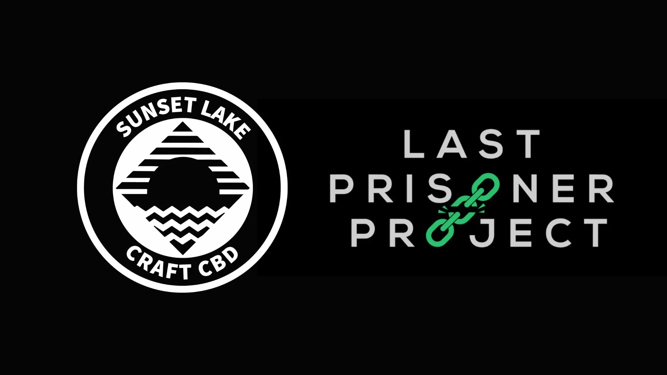 Sunset Lake CBD logo next to the Last Prisoner Project logo